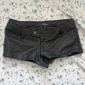 Black Faux Leather micro mini shorts
